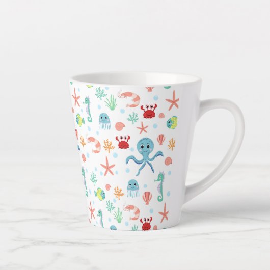 Tasse Latte Motif du monde marin (Droite)