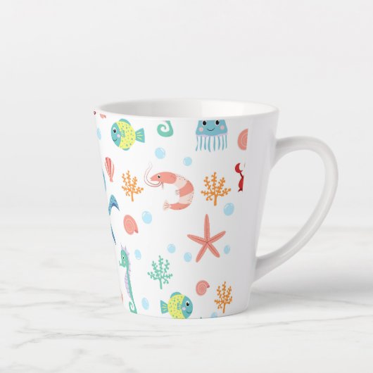 Tasse Latte Motif du monde marin (Droite)