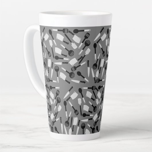 Tasse Latte Motif d'ustensiles de cuisine (Angle gauche)