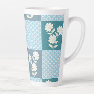 Tasse Latte Motif élégant à carreaux floral sans couture en So