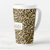 Tasse Latte Motif Empreinte de léopard en or et noir (Angle droit)