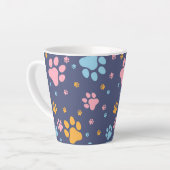 Tasse Latte Motif Empreintes de Pattes d'Animaux Colorés (Angle gauche)