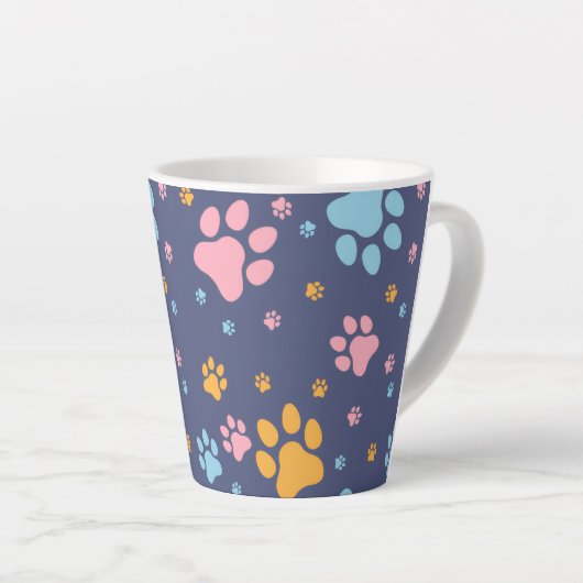 Tasse Latte Motif Empreintes de Pattes d'Animaux Colorés (Angle droit)
