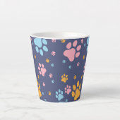Tasse Latte Motif Empreintes de Pattes d'Animaux Colorés (Devant)