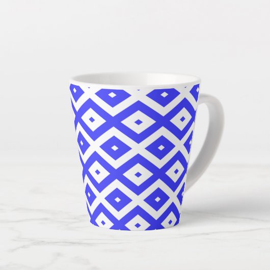 Tasse Latte Motif en diamant bleu et blanc (Angle droit)