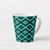 Tasse Latte Motif en diamant noir et turquoise (Angle droit)