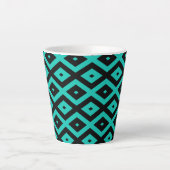 Tasse Latte Motif en diamant noir et turquoise (Devant)
