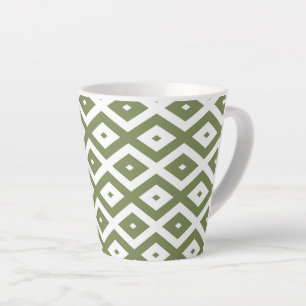 Tasse Latte Motif en diamant vert et blanc