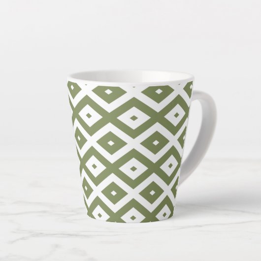 Tasse Latte Motif en diamant vert et blanc (Angle droit)