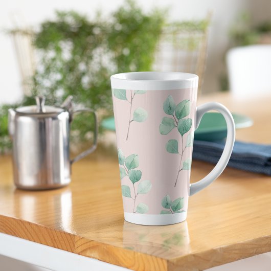Tasse Latte Motif Feuille d'aquarelle moderne