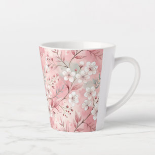 Tasse Latte Motif Fleur de Sakura Rose