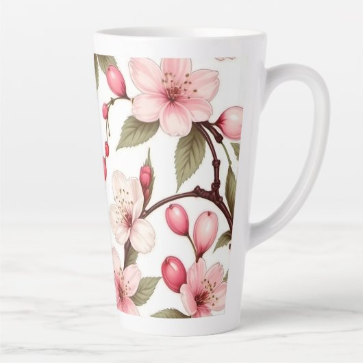 Tasse Latte Motif Fleurs cerises (Droite)