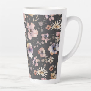 Tasse Latte Motif Fleurs Sauvages Aquarelle Bohème Triste