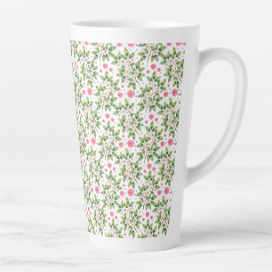 Tasse Latte Motif floral de branche de fleur à l'aquarelle