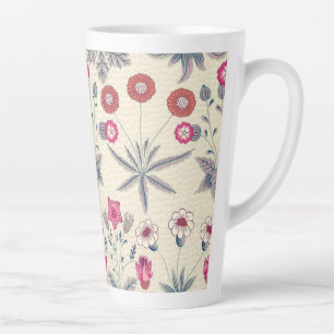 Tasse Latte Motif floral de marguerite de William Morris rouge