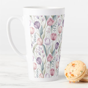 Tasse Latte Motif floral de tulipe scandinave