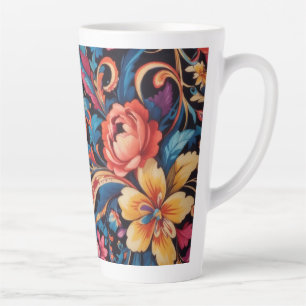 Tasse Latte Motif floral et cachemire