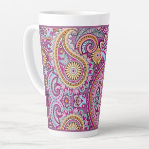 Tasse Latte Motif floral paisley boho vibrant Art coloré