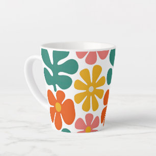 Tasse Latte Motif floral rétro des années 70