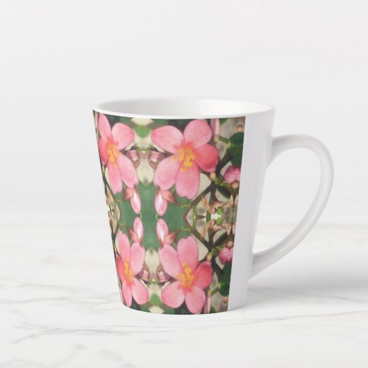 Tasse Latte Motif floral rose (Droite)
