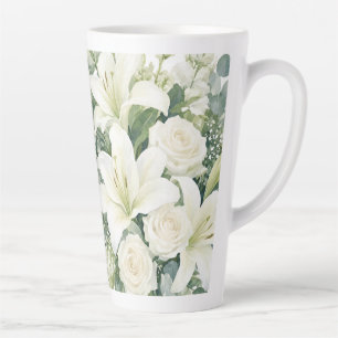 Tasse Latte motif floral roses