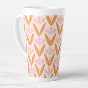 Tasse Latte motif floral scandinave, style rétro, moyen centen