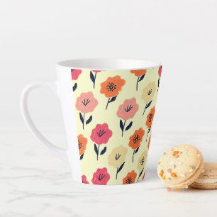 Tasse Latte Motif floral vibrant