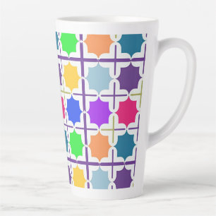 Tasse Latte Motif géométrique abstrait vif en couleurs vives