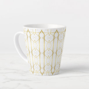 Tasse Latte motif géométrique Marbre blanc et or