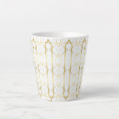 Tasse Latte motif géométrique Marbre blanc et or (Devant)