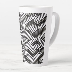 Tasse Latte Motif Géométrique Monochrome Abstrait Audacieux Mo