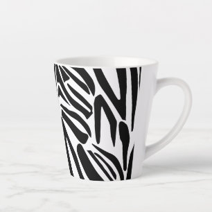 Tasse Latte Motif Imprimé Zèbre Noir et Blanc Audacieux