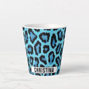 Tasse Latte Motif Leopard de texte personnalisé