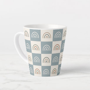 Tasse Latte Motif minimaliste arc-en-ciel à carreaux bohème