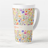 Tasse Latte Motif moderne de fleurs sauvages aquarelle nom de  (Angle droit)
