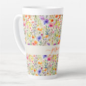 Tasse Latte Motif moderne de fleurs sauvages aquarelle nom de  (Angle gauche)