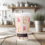 Tasse Latte Motif moderne rose et rouge rouge rouge Fille avec<br><div class="desc">Motif moderne rose et rouge rouge rouge Fille avec nom</div>
