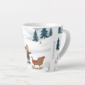 Tasse Latte Motif neige de Noël mignon monogrammed (Angle droit)