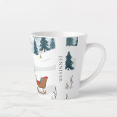 Tasse Latte Motif neige de Noël mignon monogrammed (Droite)