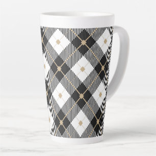 Tasse Latte Motif noir noir blanc plaqué