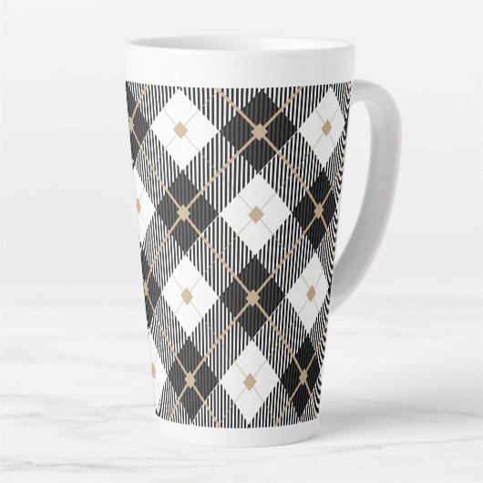 Tasse Latte Motif noir noir blanc plaqué (Angle droit)