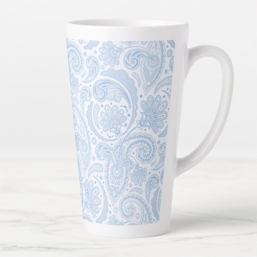 Tasse Latte Motif paisley bleu blanc (Droite)