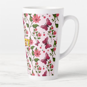 Tasse Latte Motif papillon floral personnalisé