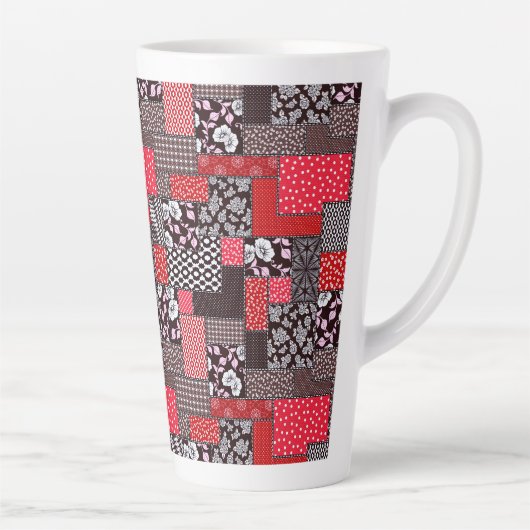 Tasse Latte Motif patchwork sans couture vintage (Droite)