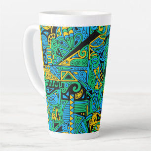 Tasse Latte Motif Peint À La Main Et Numériquement Art 21