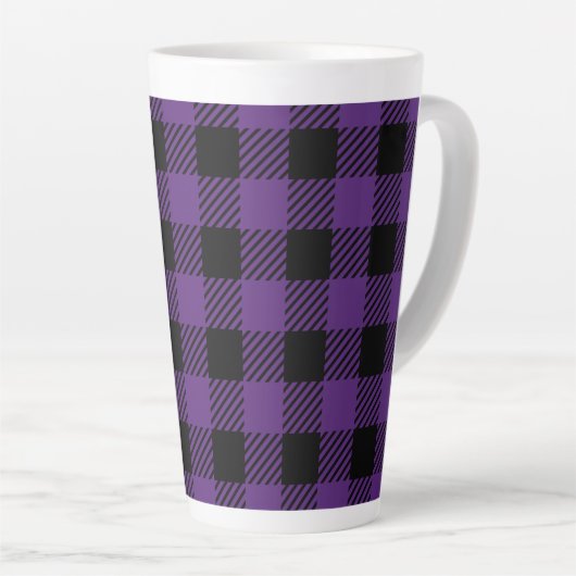 Tasse Latte Motif Plaid de Buffalo violet et noir (Angle droit)