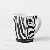 Tasse Latte Motif Poster de animal Zebra Strips avec nom (Angle droit)