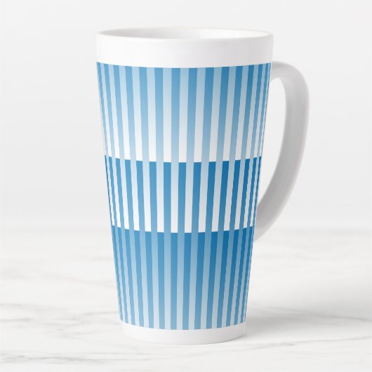 Tasse Latte Motif Rayures Bleu Blanc (Angle droit)