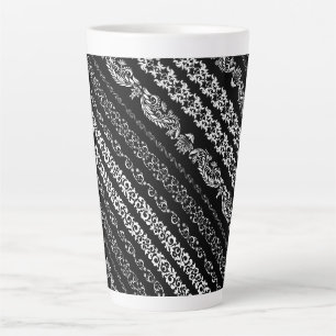 Tasse Latte Motif rayures damassé noir blanc