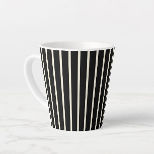 Tasse Latte Motif rayures verticales noires et blanches classi